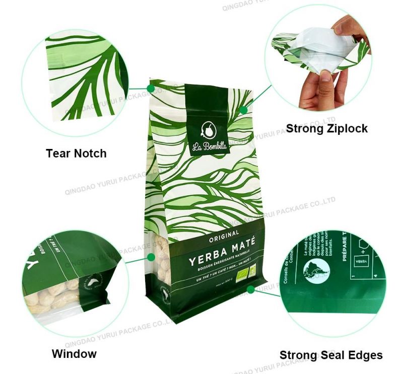 Gravure Printing Laminated Soft Food Packaging Flat Bottom Packaging Bag Matted Coffee Bean Aluminium Foil Ziplock Mylar Bag Stand up Zipper Pet Food Bag