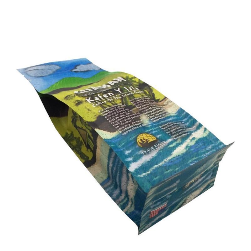 Flat Bottom and Gusset Sides Pouch with Bio Gradable Paper Material Aluminum Foil and Window in The Bag