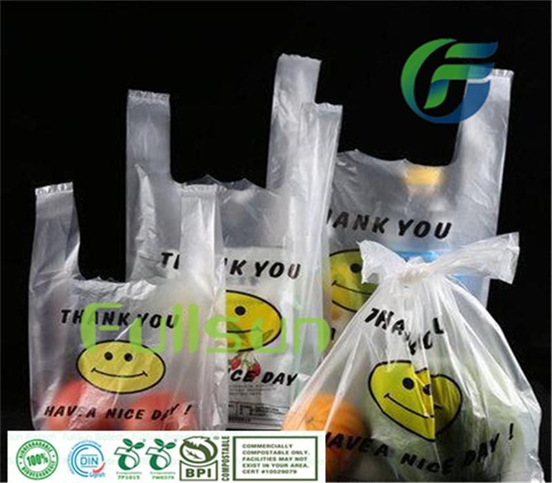 100% Biodegradable Handbag Food Packaging Bag Custom Tote Compostable Supermarket Bag