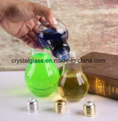 Bulb Shape Glass Beverage Bottle with Metal Screw Cap