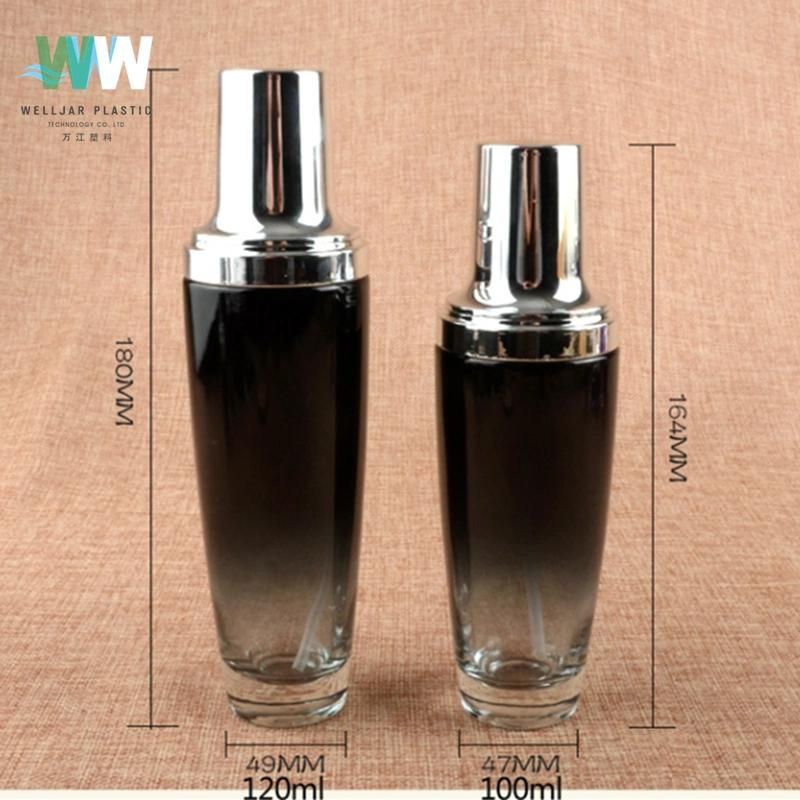 20ml Emulsion Pump Glass Pressing Lotion Purple/Black Cosmetic Bottle