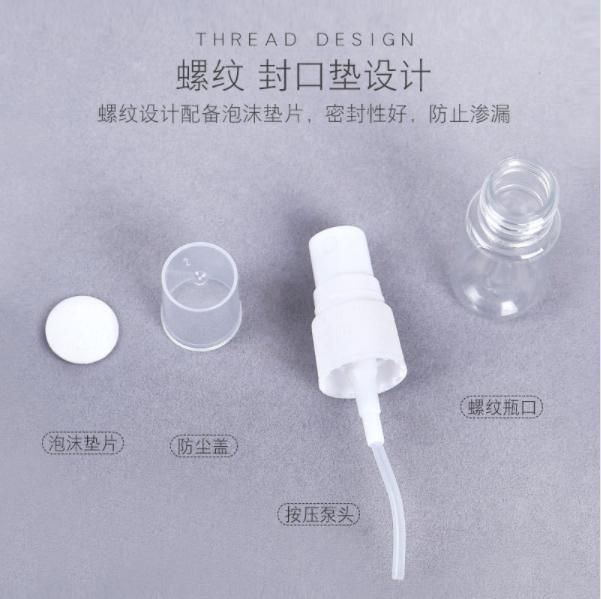 18/400 China Plastic Pet Transparent Packing Water Perfume Cosmetic Medicine Bottle with Sprayer or Cap