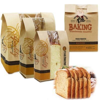 Toast Bread Baking Takeout Food Transparent Window Kraft Paper Bag Packaging