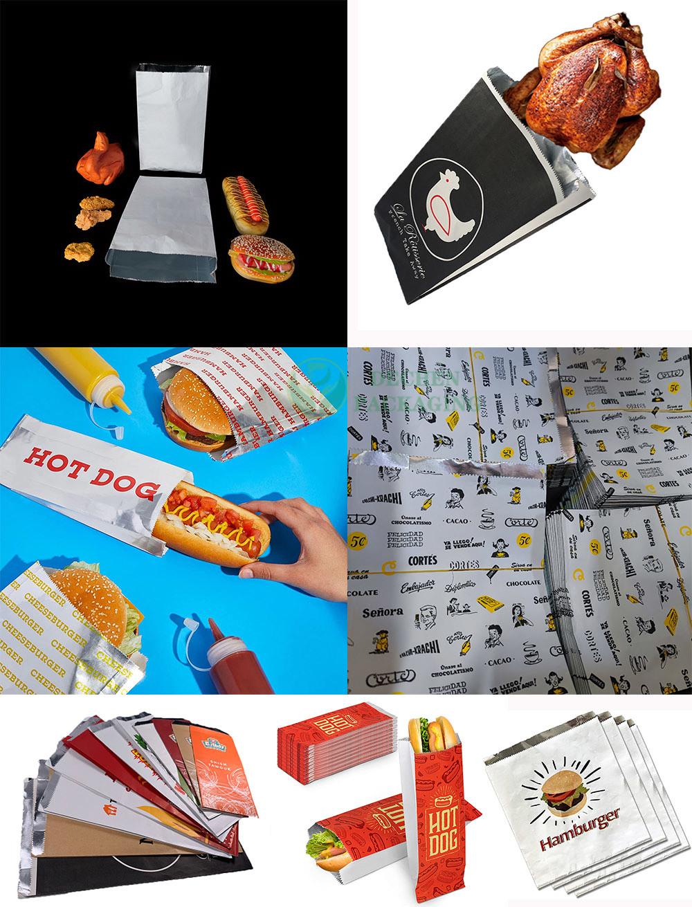Hot Dog Bag Paper for Fries Insulated Foil Hotdog Bags