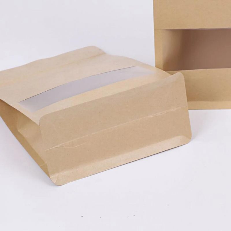 Food Grade Kraft Paper Packing Bag with Zipper & See-Through Window