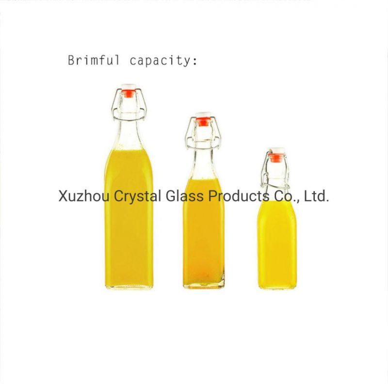 Cheap Stocked Flip-Top Cooking Oil Round Glass Bottle Swing Top 250ml 500ml 750ml 1000ml