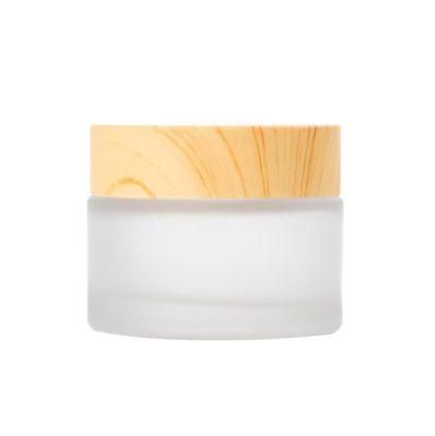 Bamboo Cap Custom Printed Cosmetic Glass Cream Jar 100g 120g for High Quality