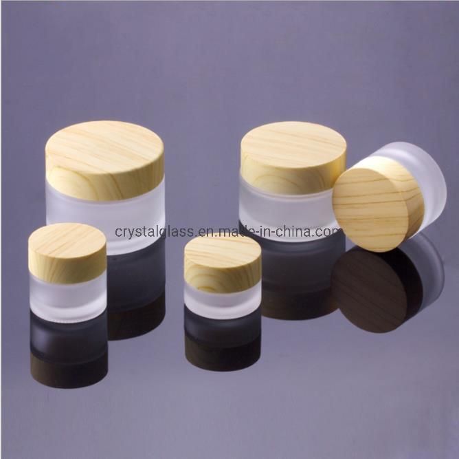 30ml Frosted Glass Jar for Cosmetic Cream Packing Bottle with Plastic Black Lid