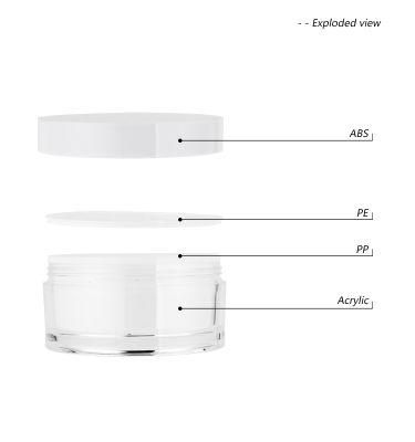 80g White Round Acrylic Cosmetic Cream Jar