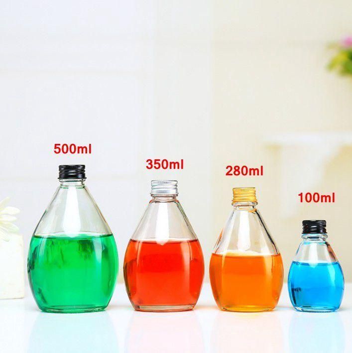 Customs 100ml 280ml 350ml 500ml Clear or Frosted Glass Juice Beverage Drinking Bottle with Lid