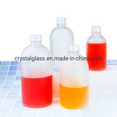 270ml 350ml 500ml Transparent Frosted Fruit Wine Milk Glass Beverage Bottle with Aluminum Lid