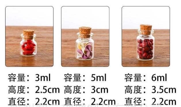 Small Bottles Empty Sample Vials Clear Glass Bottles with Corks Jars