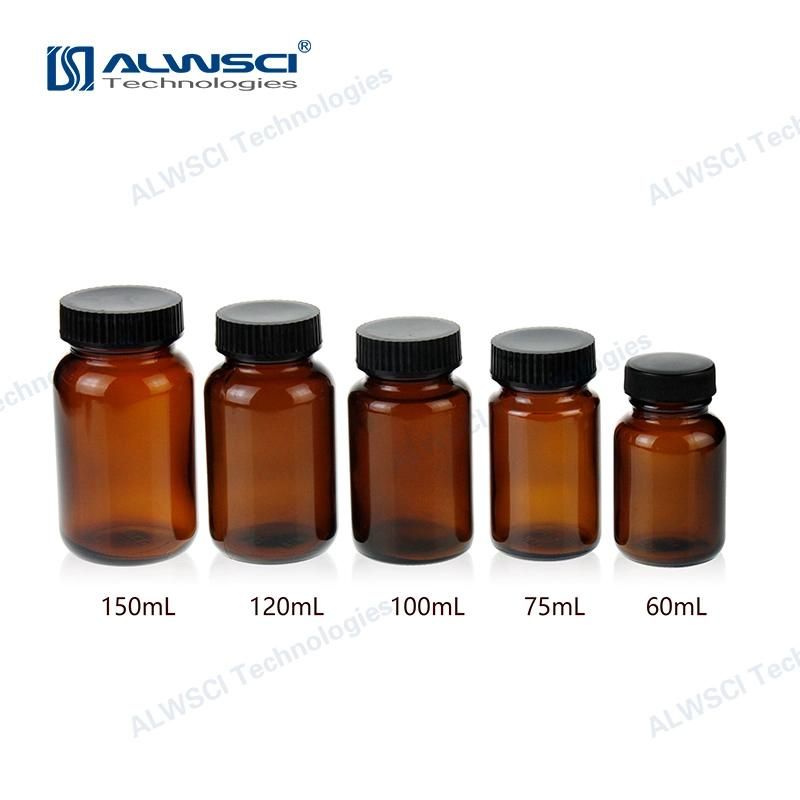 Alwsci Wide Mouth 60ml 33-400 Standard Wide Mouth Amber Glass Bottle