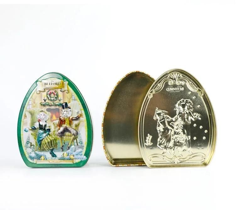 Best Selling Offset Printing Egg Shaped Embossing Gift Tin Box