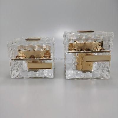 New Design Diamond Shape Gold Cosmetic Plastic Acrylic Cream Jar