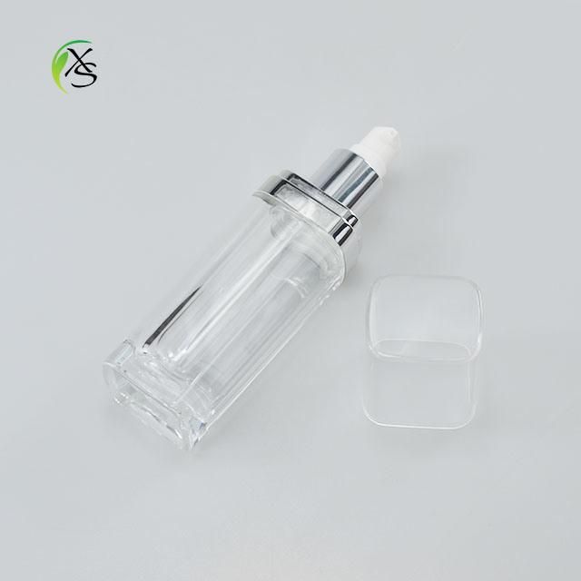 60 Ml Silver Square Shape Bottle Plastic Acrylic Skincare Lotion Bottle