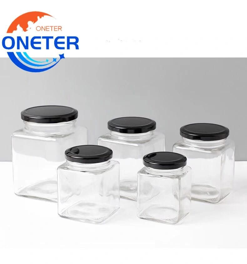 Wholesale Custom Logo Food Storage Jar 280ml 380ml 500ml 730ml Square Empty Glass Honey Jar Glass Bottle for Honey