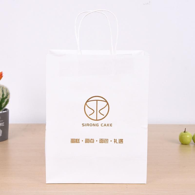 Recycled Biodegradable Kraft Paper Bag for Cake Bakery Packaging