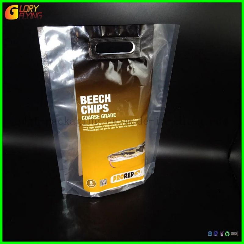 Pets Food Packaging Plastic Bag with White Hard Handle