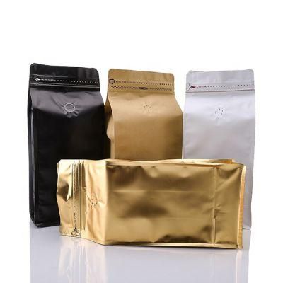 Custom Printed Biodegradable Resealable Recyclable Brown White Kraft Paper Coffee Bean Packaging Bags with Valve for Coffee