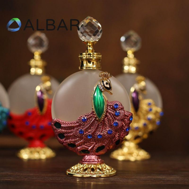 Peacock Bird Shape Attar Oud Glass Perfume Bottles for Arabian Fragrance 30ml