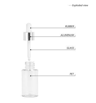 30ml 50ml 100ml Cylinder PET Cosmetic Dropper Bottles