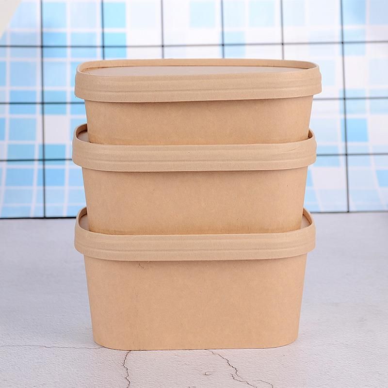 Free Sample Available Biodegradable Disposable Kraft Rectangle Paper Bowl for Sale