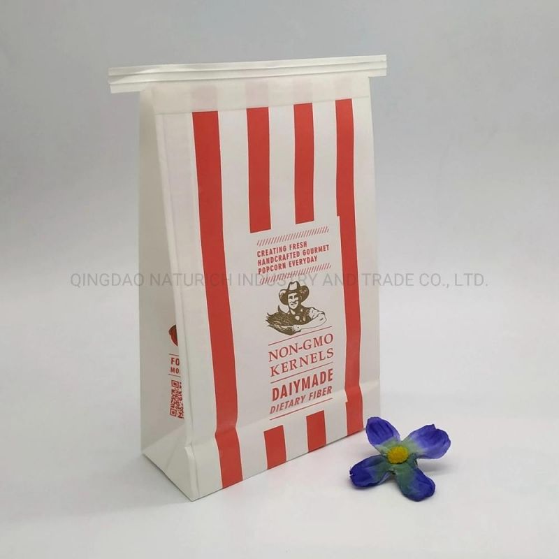 Eco Friendly Side Gusset with Clear Window 1 Lb 1/2 Lb Kraft Paper Tin Tie Popcorn Bags for Food Packaging