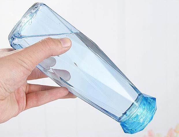 500ml Diamond Shape Glass Water Bottle with Custom Logo