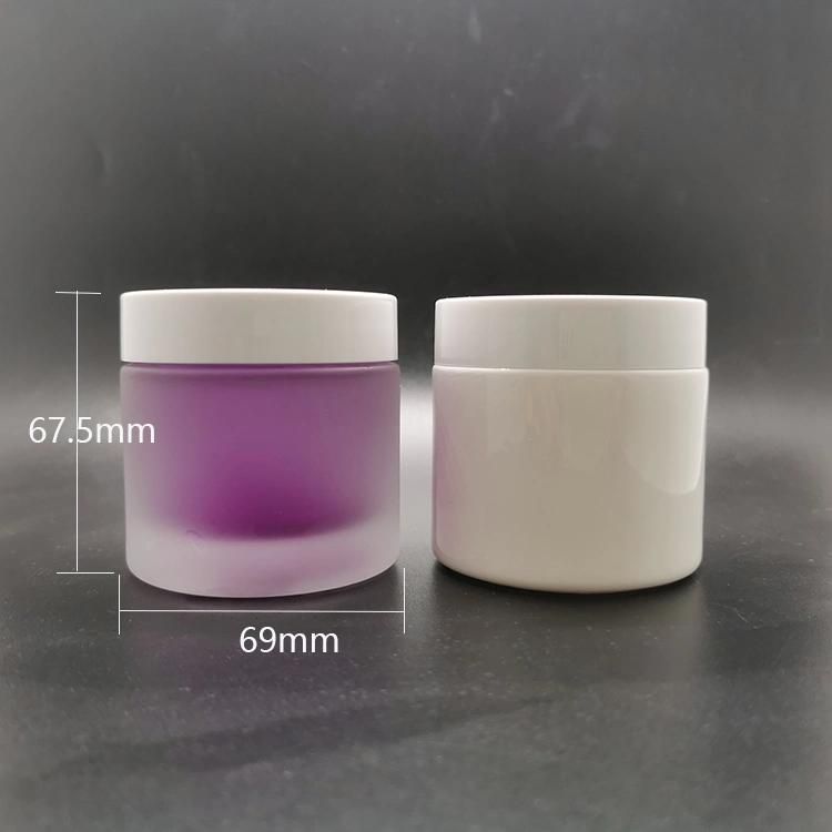 Hot Sale 100g Frosted Glass Cream Jar with White Lid Eco Friendly Cosmetic Containers