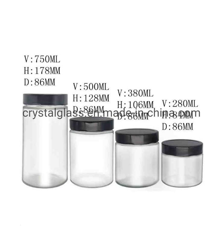 4oz 6oz 8oz 16oz 10oz 20oz Transparent Glass Jars with Shiny Cap