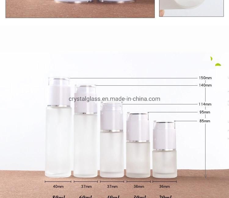 30ml 50ml 100ml Glass Cosmetic Bottle Supplier with Screw White Lid