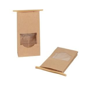 , Kraft Food Packaging Storage Bakery Bags Paper Bread Loaf Bags with Window