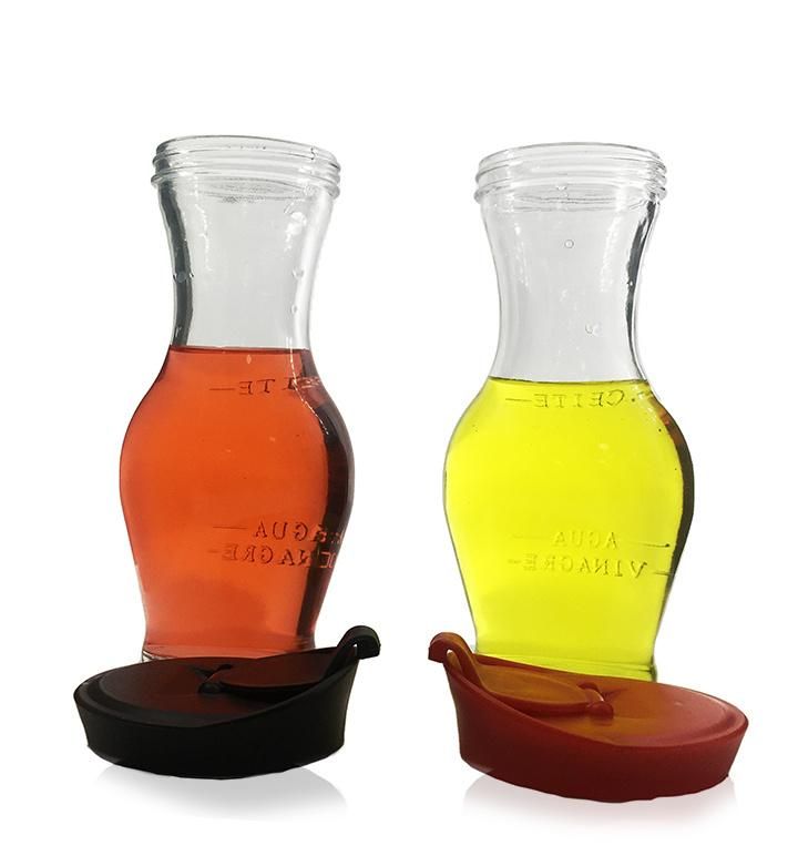 300ml 1L Glass Juice Jar Bottle in Clear with Black Lid