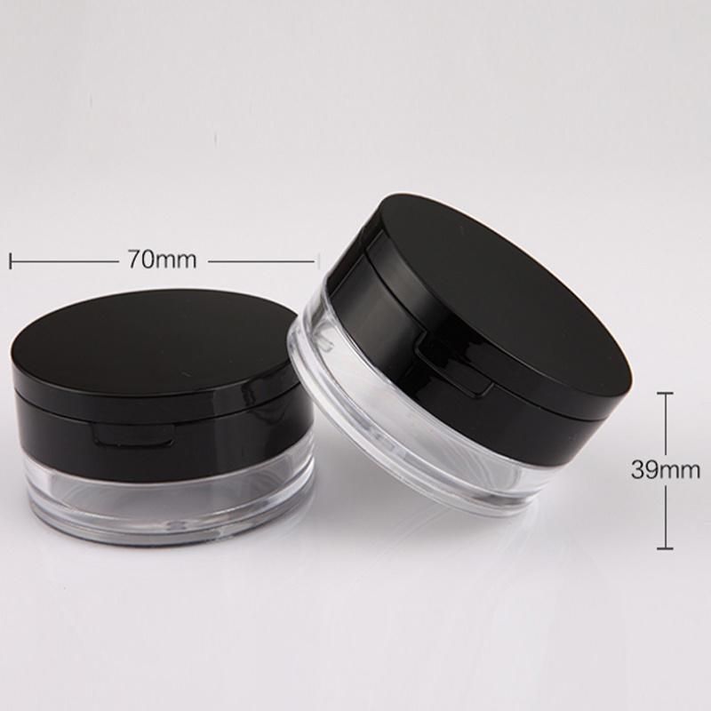 New Design Black Pink Acrylic Transparent Loose Powder Talcum Powder Optional Switch Packaging Plastic Jar with Lid