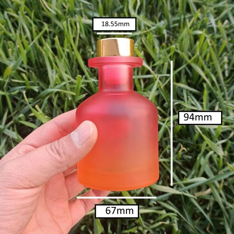 Gradient Orange Fragrance Oil Bottle 130ml Reed Diffuser Glass Bottle with Gold Stopper