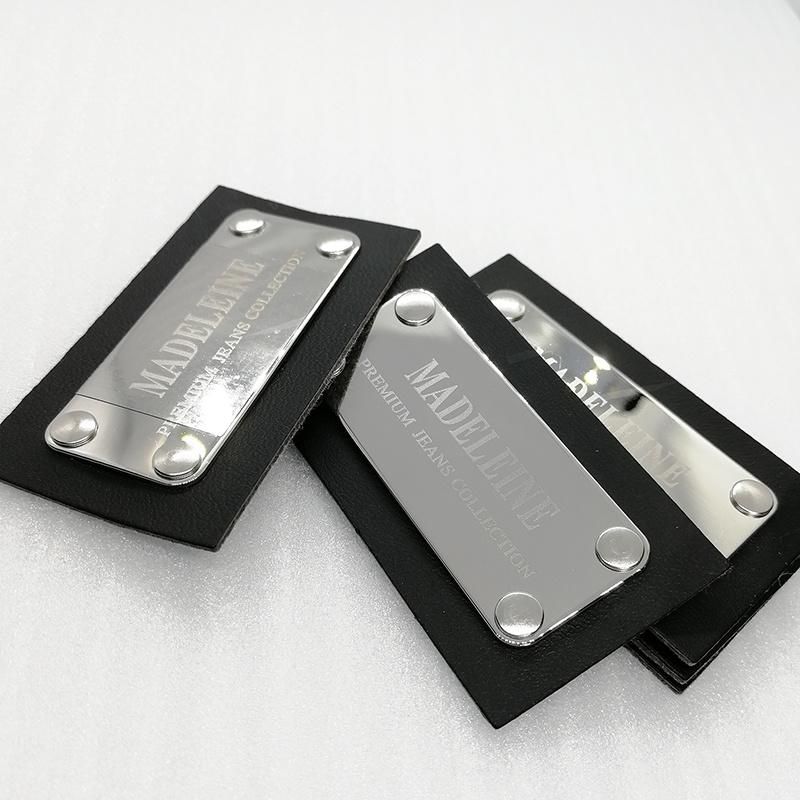 Knurling Metal Plate Metal Label Luggage Leather Tag