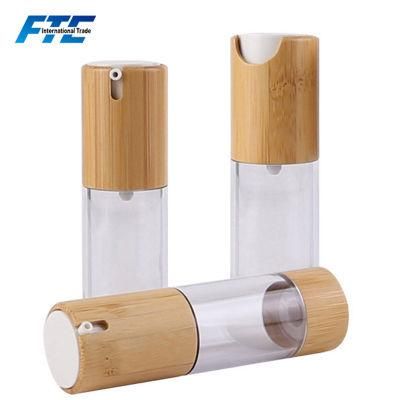 Wholesale 15ml 30ml 50ml Bamboo Airless Lotion Bottle Bamboo Lotion Bottle