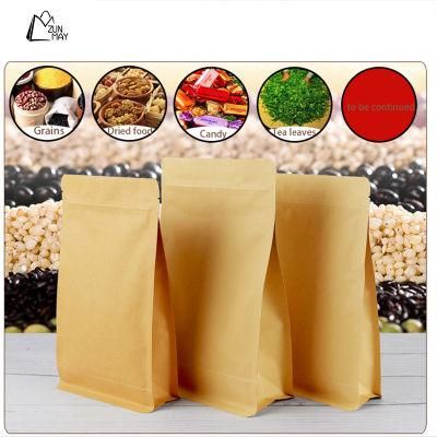 Wholesale Compostable Recyclable Zipper Lock Kraft Paper Aluminum Flat Bottom Coffee Tea Food Bag