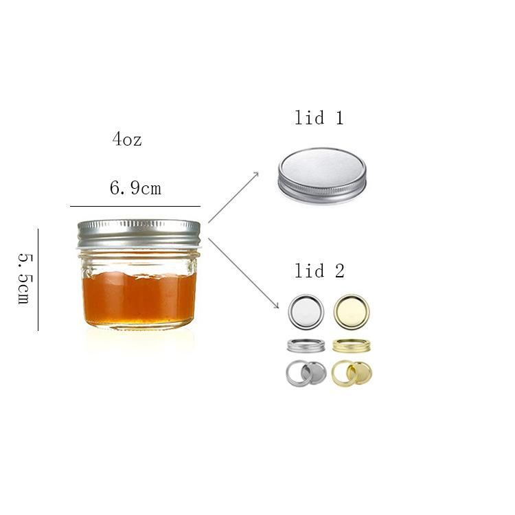 250ml 8oz Glass Mason Jar Wide Mouth 1, 2 Pieces Lids Glass Jam Honey Food Spices Jar