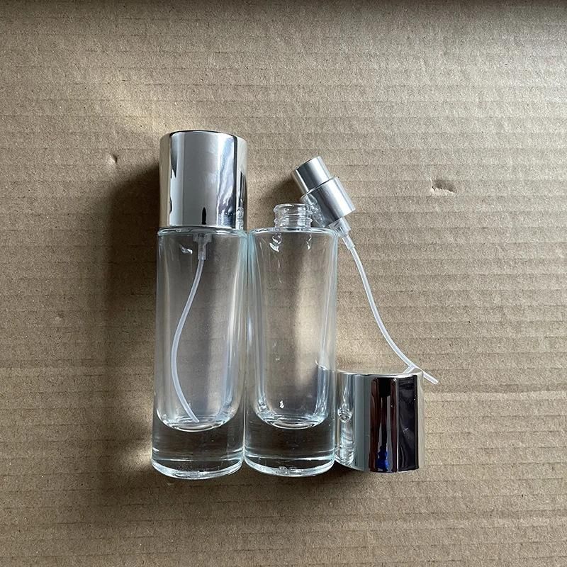 30ml High-End Portable Transparent Glass Perfume Bottle with Gray Caps Empty Bottle Spray Bottle