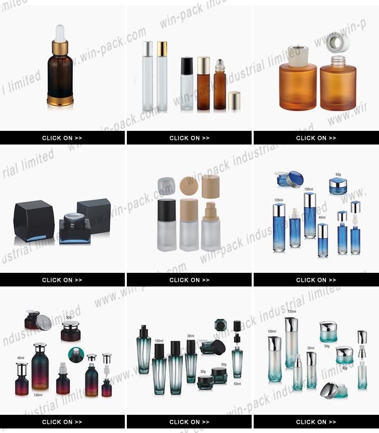 Transparent Gradient Blue Color Polyhedral Dropper Container Alum Collar 30ml Luxury Shiny Silver Dropper Serum Bottle