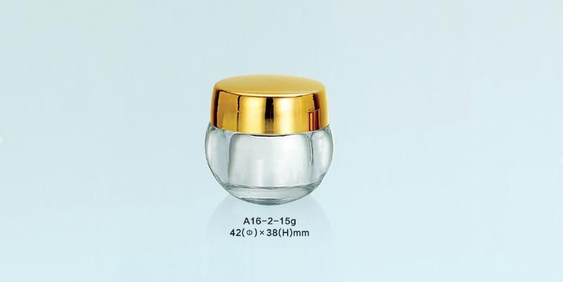 15g Luxury Cream Plastic Container Cream Jar with Screw up Gold Lid