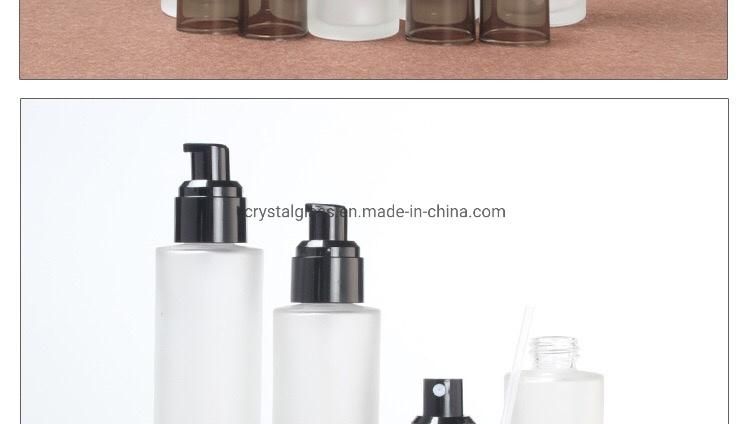 China Glass Lotion Pump Bottles with Black Pump Head and Caps