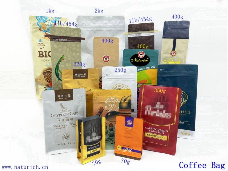 Plastic Block Bottom Stand up Pouch for Coffee