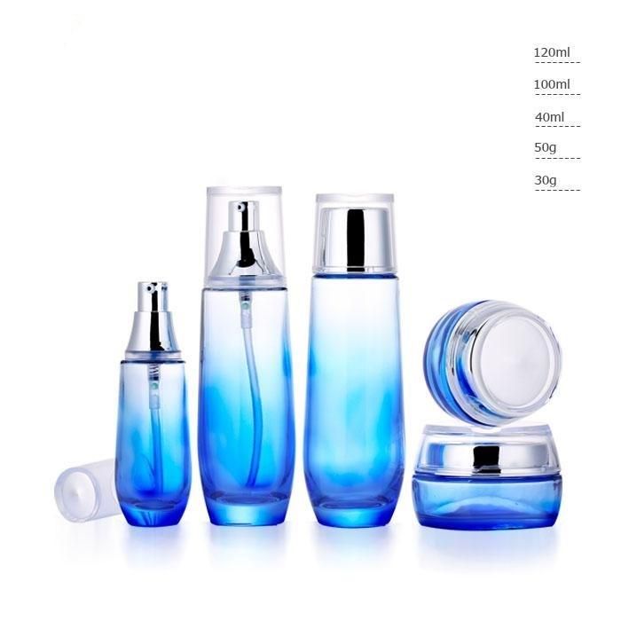 Ll11 Beautifully Packaged Luxury Ceramic Blue Cream Cosmetic Bottle Have Stock