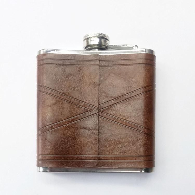 Chigh Quality Leather Whisky Hip Flask Sleeve Cover