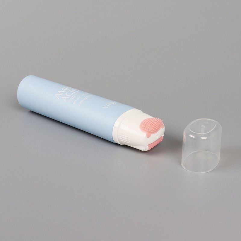 Empty D40mm D50mm Face Wash Plastic Silicone Massage Tube with Brush Applicator