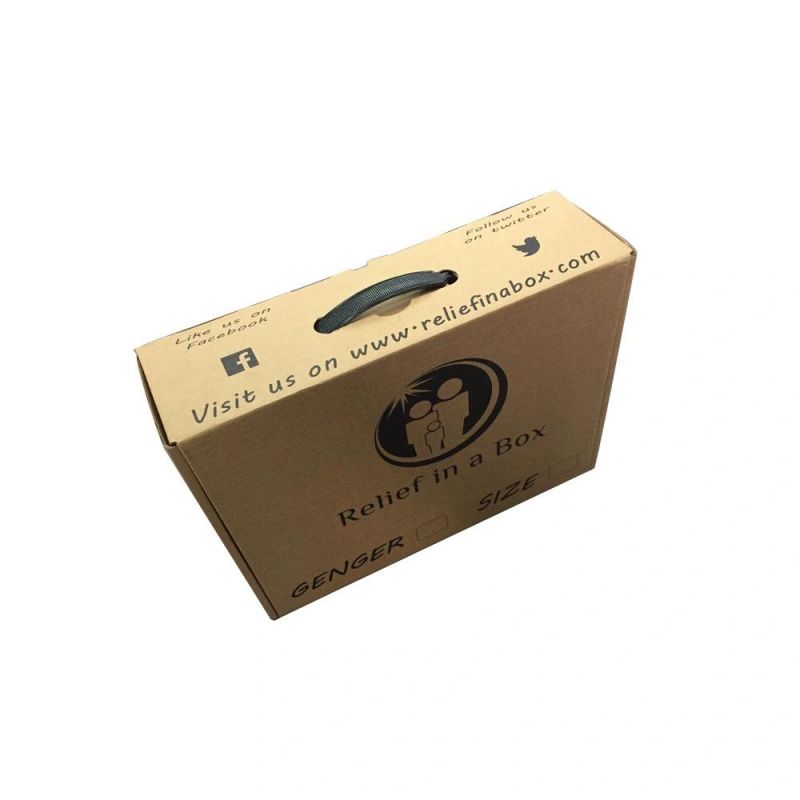 Custom Color Made Corrugated Paper Shipping Carton Box with Handle Packaging