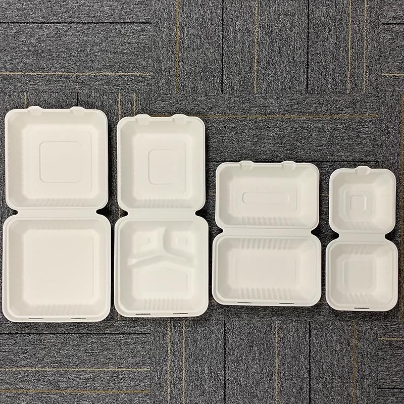 Watsonpak Freezer Safe Microwave Friendly Hinged Clamshell Take Away Containers Envases Ecologicos Sugarcane Bagasse CT5 Biodegradable Food Packaging Box